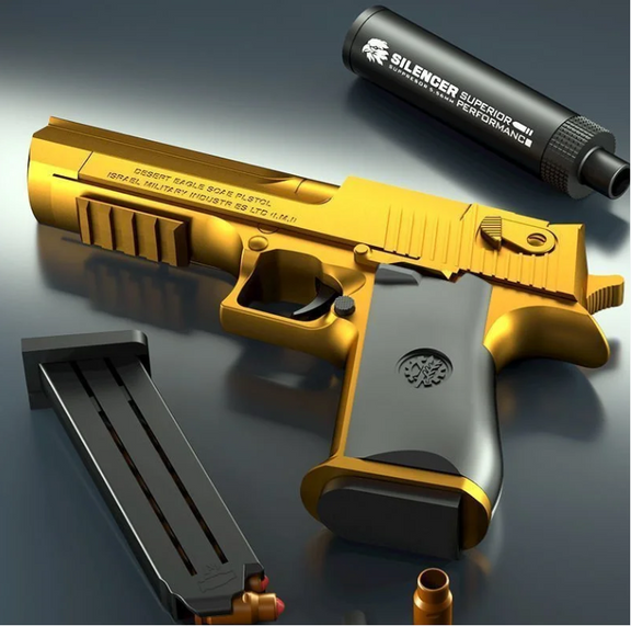 Gold Desert Eagle Toy Gun - Semi-Auto Shell Ejecting Pistol – rng