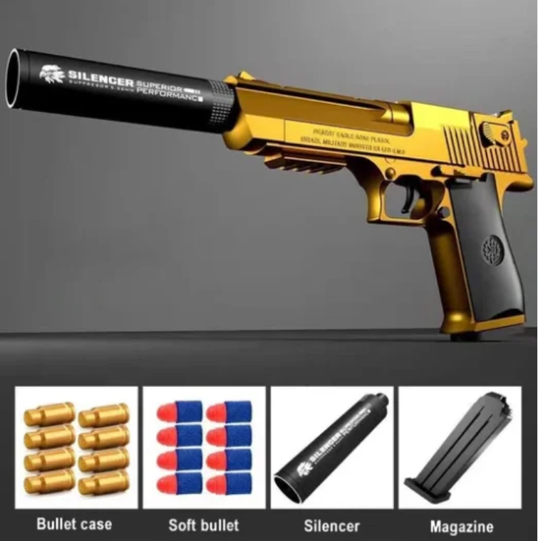 Gold Desert Eagle Toy Gun - Semi-Auto Shell Ejecting Pistol – rng