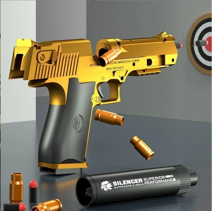 Gold Desert Eagle Toy Gun - Semi-Auto Shell Ejecting Pistol – rng