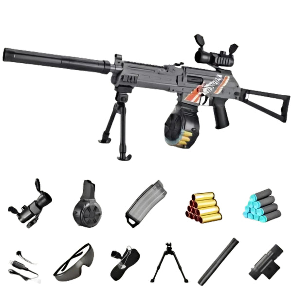 Gray AK-74U Dual Magazine Gun Nerf Rifle