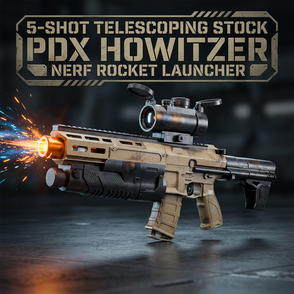 5-Shot Telescoping Stock PDX Howitzer Nerf Rocket Launcher – rng